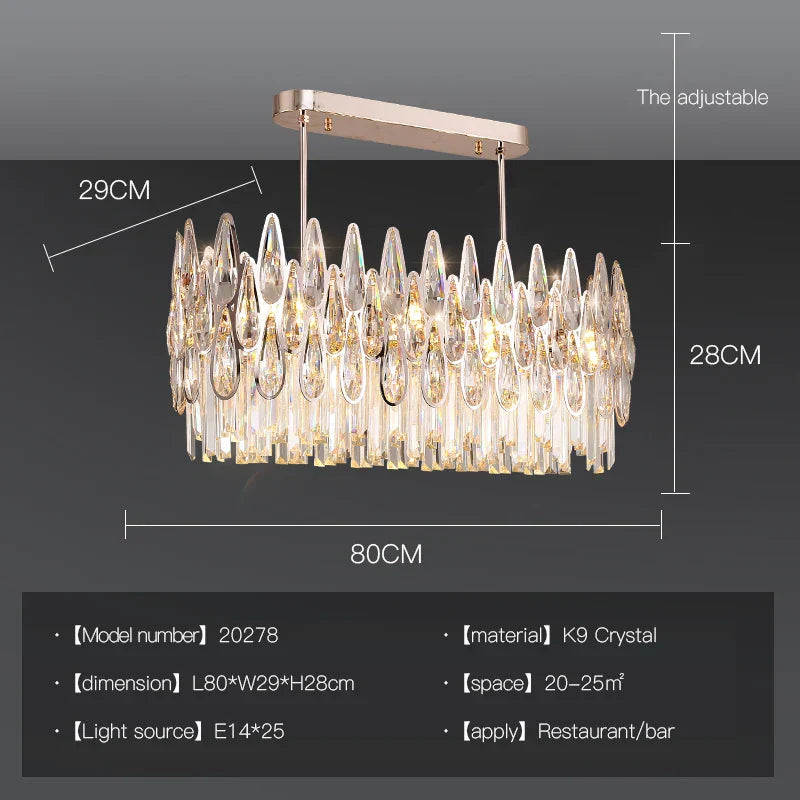 Crystal LED Chandelier | Long Stairway Villa Light | Modern Luxury Post Lamp