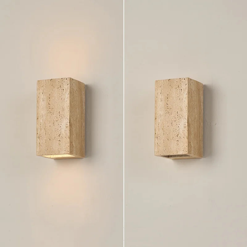 Yellow Travertine COB LED Wall Light for Nordic Living Space