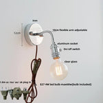 Glass Wall Light Fixture with Pull Chain Switch, Adjustable Arm, Modern Nordic Design