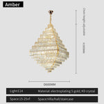Square Pyramid Crystal Chandelier for Living Room & Hotel Lobby