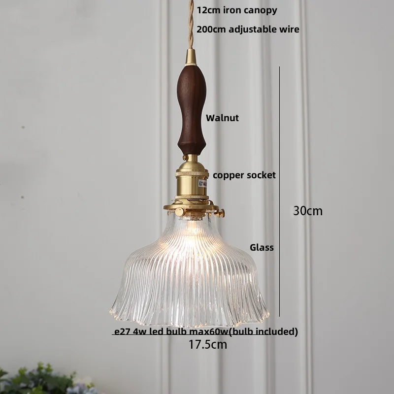 Adjustable LED Pendant Lights Ash Wood White Ceramic Modern Hanging Lamp