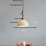 LED Pendant Light Ash Wood White Ceramic Japanese Style Hanging Lamp