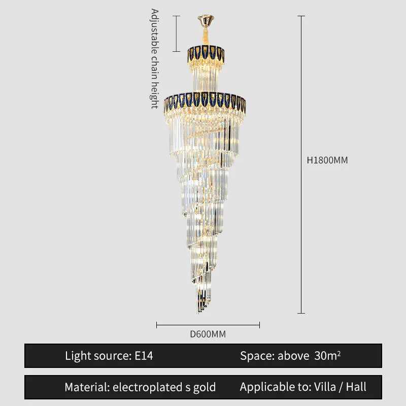 Crystal Chandelier: Elegant Villa Living Room Lighting