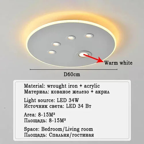 Modern Round LED Ceiling Lights for Home Lighting in Black and White