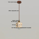 Afralia™ Minimalism LED Pendant Light Fixture Terrazzo Marble Stone Wood Hanging Lamp