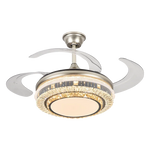 Gold Crystal Retractable Blades Modern LED Ceiling Fan 42" Smart Lightning