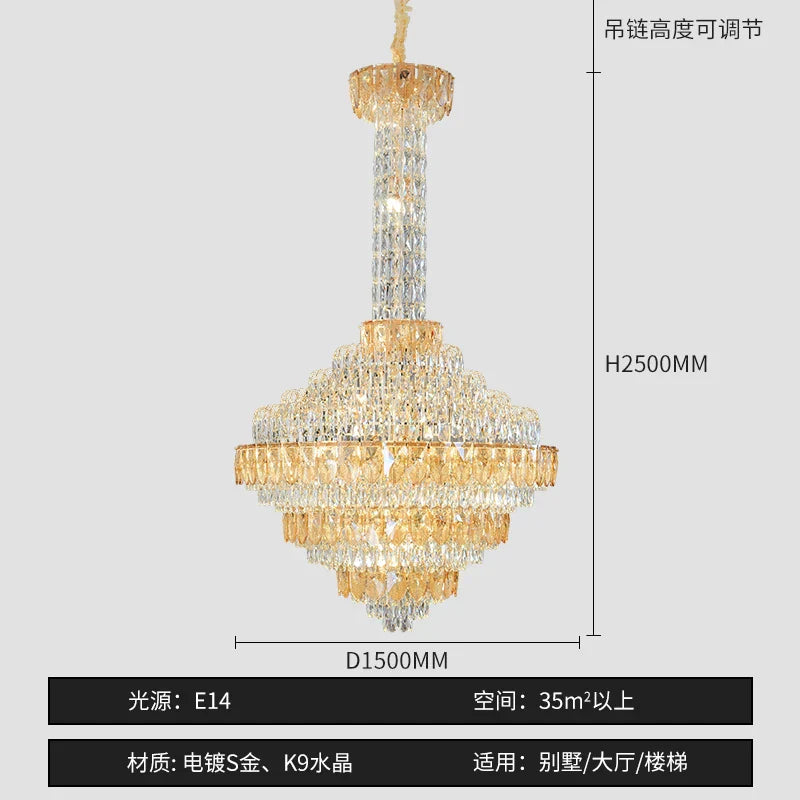 Crystal Chandelier for High-End Designer Duplex Living Room