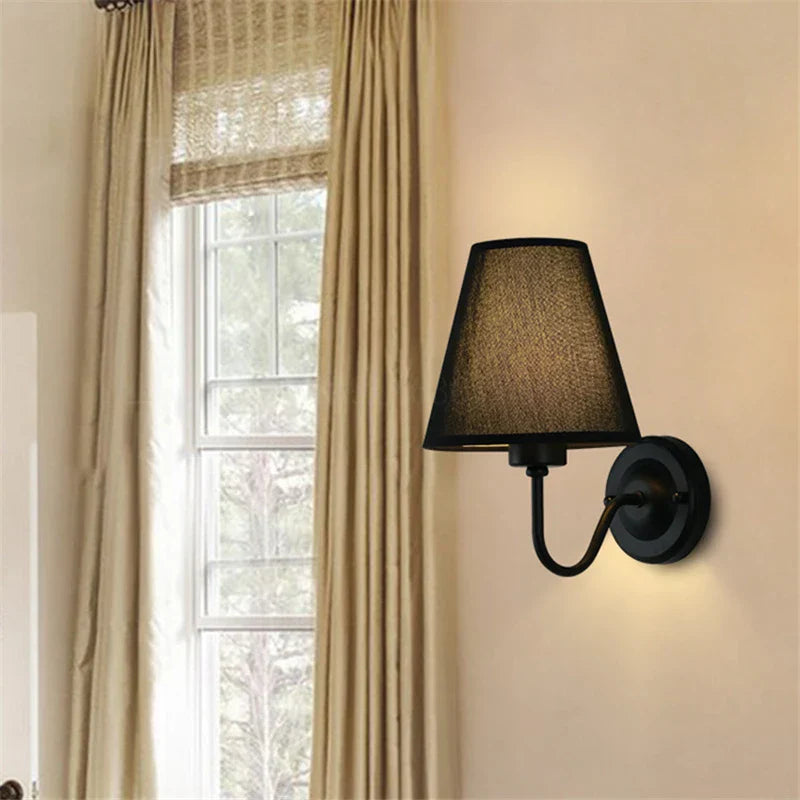 Fabric Lampshade Wall Sconce with LED Bulb for Home Decoration