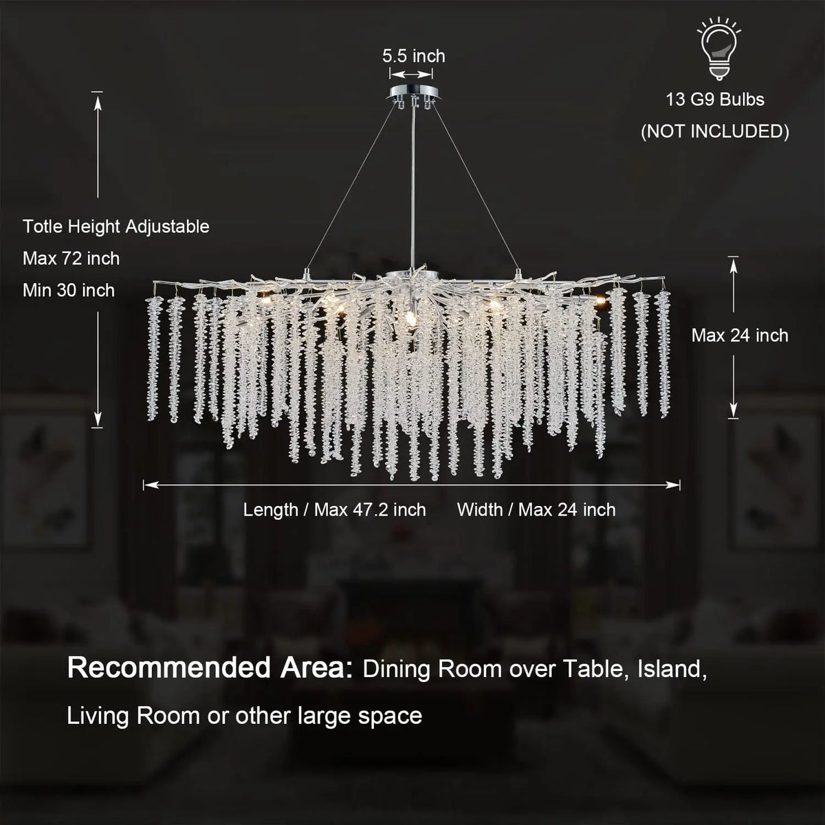 Crystal Tassel Chandelier: Elegant Dining Room Pendant Light Fixtures