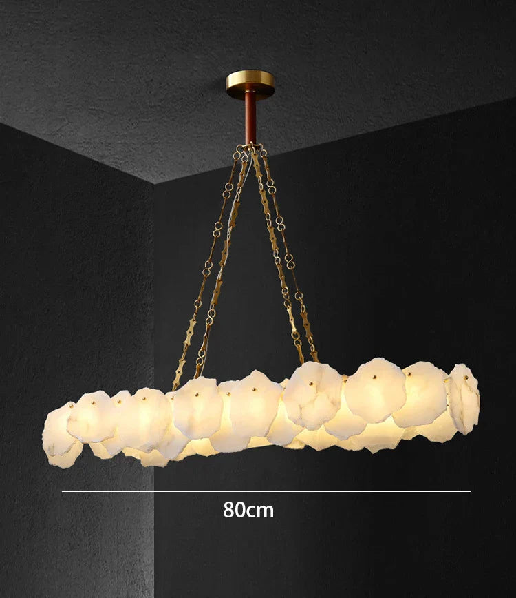 Ivory White Marble Copper LED Ceiling Light Luxury Modern Fixture