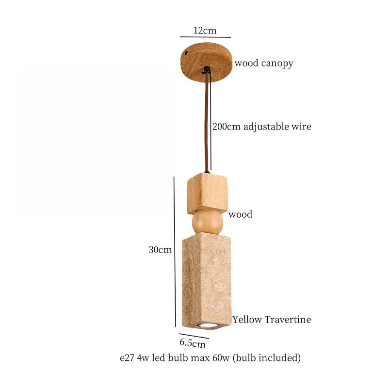 Yellow Travertine Pendant Light: Nordic Minimalism LED Hanging Lamps for Home Decoration