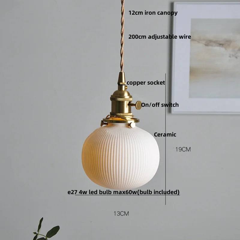 Wood Glass LED Pendant Lights Adjustable Modern Hanging Lamp