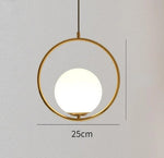 Gold Ring Glass Ball Pendant Light Fixture for Bedroom Living Room.