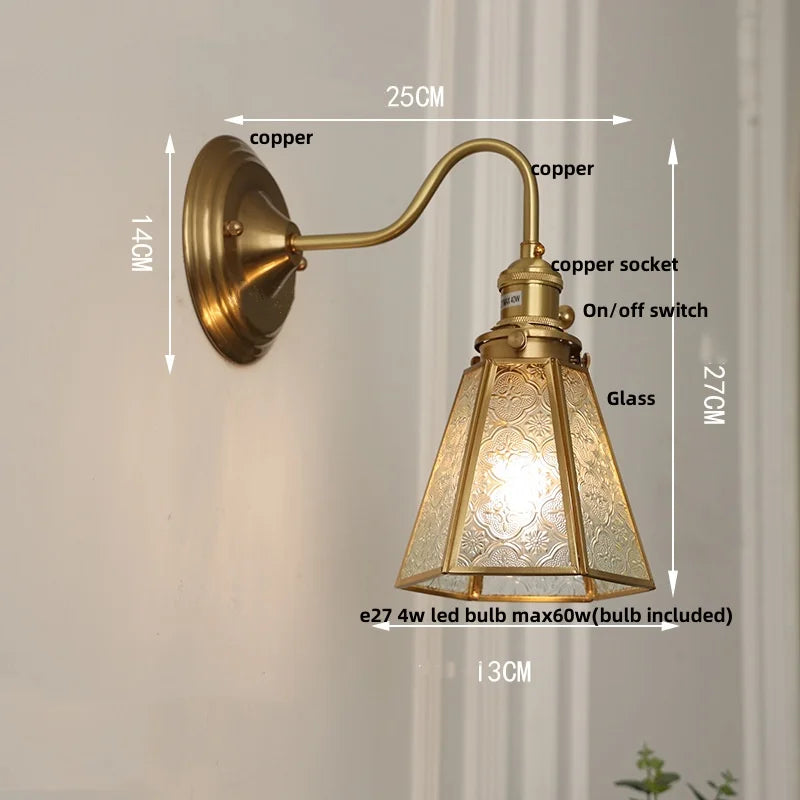 Blue Flower Glass LED Wall Sconce Vintage Style Stair Lights