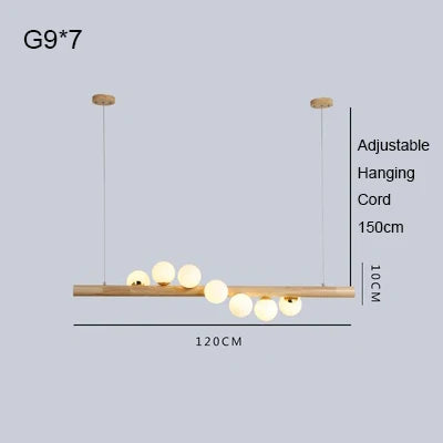 Burly Wood Walnut Glass Pendant Light for Living Room Bar Foyer