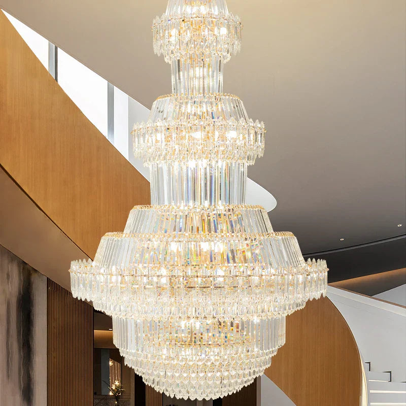 Crystal Chandelier: Villa High Living Room Luxury Lighting