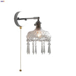 Crystal Iron LED Wall Light Modern Bedside Lamp Clear Glass Wandlamp