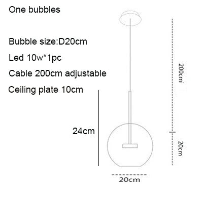 Nordic Mickey LED Glass Ball Pendant Light for Home Decor and Kitchen Lighting