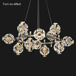 Sunflower Crystal Chandelier: Luxury Gold & Black LED Pendant Light