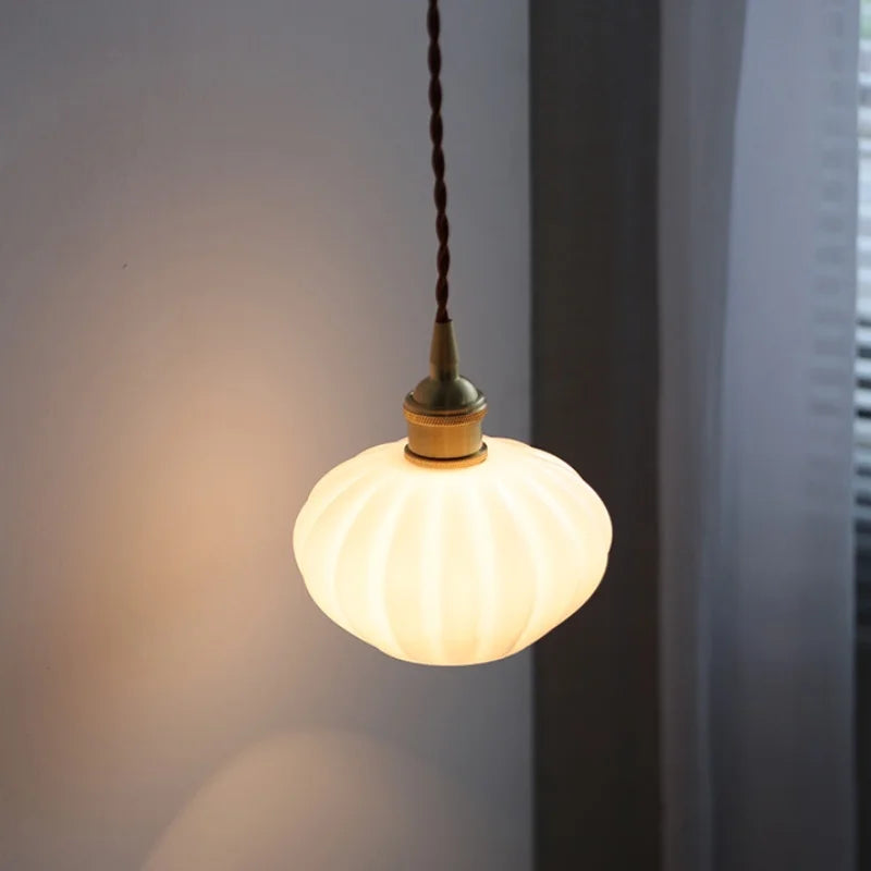 Copper White Glass LED Pendant Lamp for Modern Living Room Decor