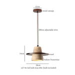 Afralia™ LED Pendant Lamp Mid Century Modern Decor Yellow Travertine Wood Hanglamp