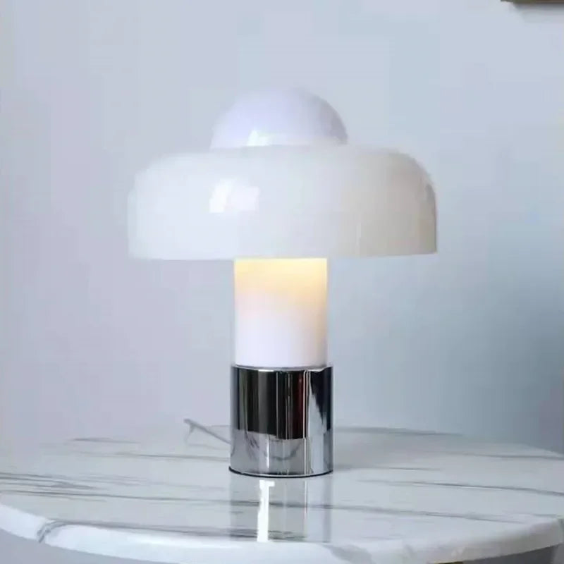 Modern Art Glass Hat Table Lamp for Bedroom, Postmodern Retro Decor