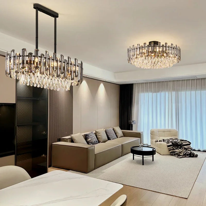 Gold Crystal Ceiling Chandelier: Luxury Modern LED Pendant for Home Décor