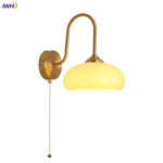 Glass LED Wall Sconce with Pull Chain Switch for Coffee Bedroom - Copper Nordic Stair Light