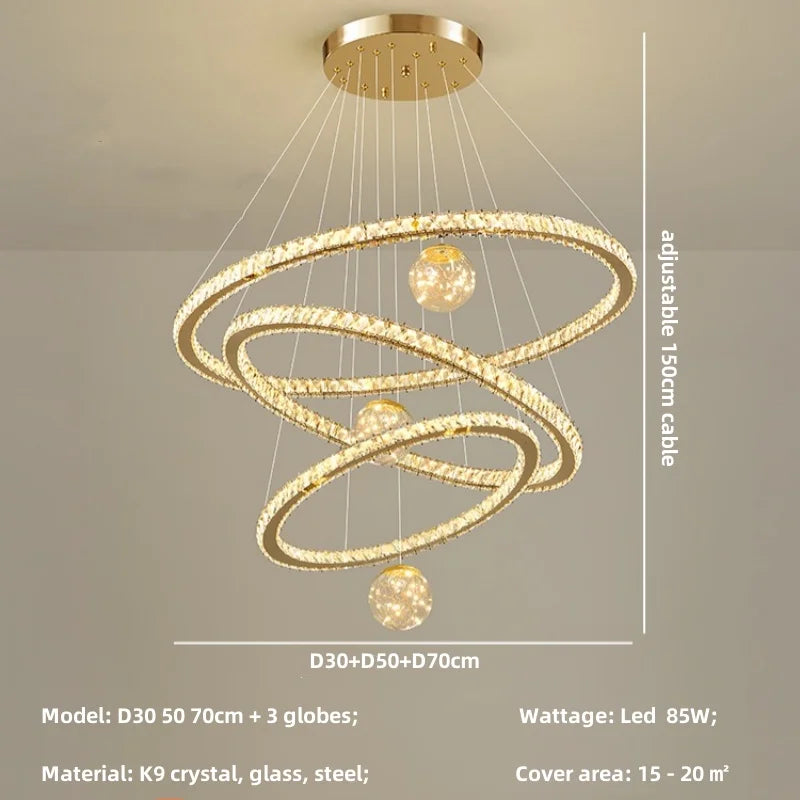 Modern LED Pendant Lights Chandelier for Foyer, Villa, and Stairs