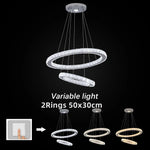 Crystal Chrome LED Pendant Light Rings Chandelier for Living Room Bedroom
