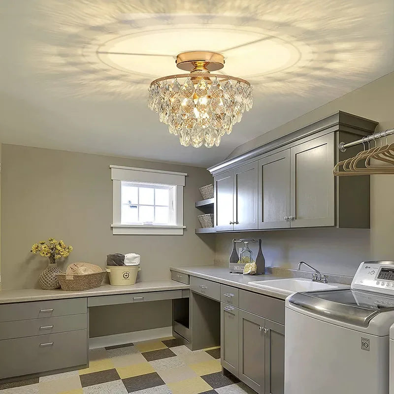 Crystal LED Chandelier Ceiling Lamp for Living Dining Room Decor