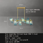 Luxury Glass Decorated Yellow Copper Blue Chandelier