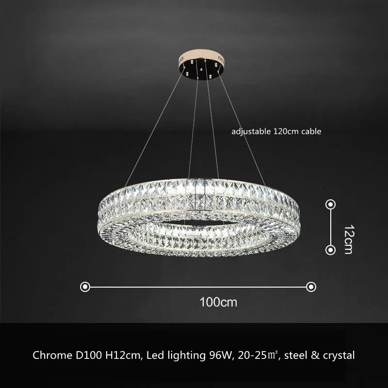 Crystal LED Pendant Light: Luxury Steel Hanging Lamp for Modern Foyer, Dining Room