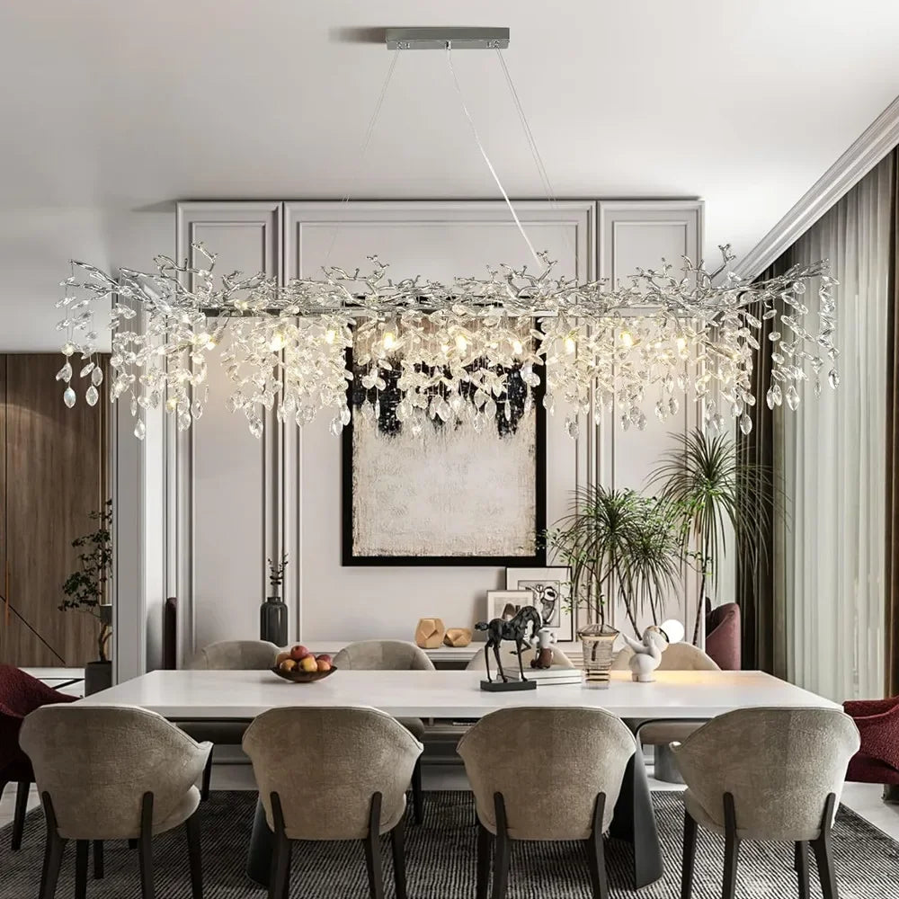 Crystal Suspension Pendant Light: Elegant Chandelier for Dining Room, Living Room, Kitchen