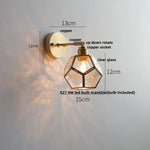 Colorful Square Glass LED Wall Lights with Pull Chain Switch - Tiffany Style