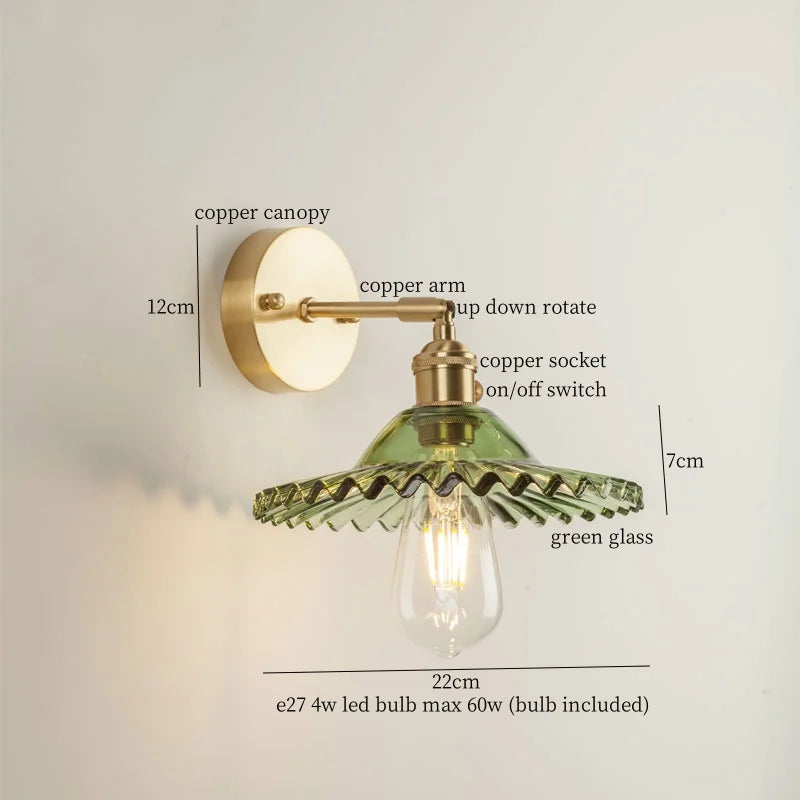 Nordic Glass LED Wall Lamps Copper Arm Wandlamp