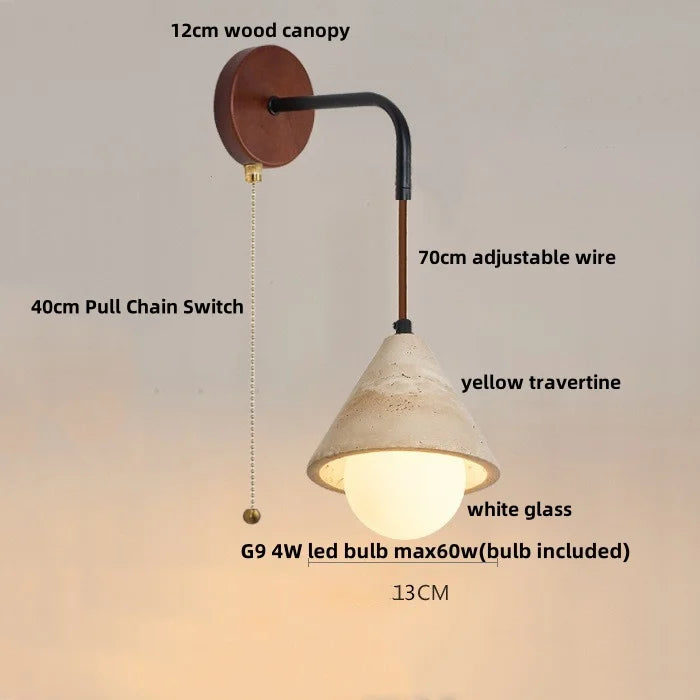 Yellow Travertine LED Wall Lamp Sconce Adjustable Stair Light Fixtures