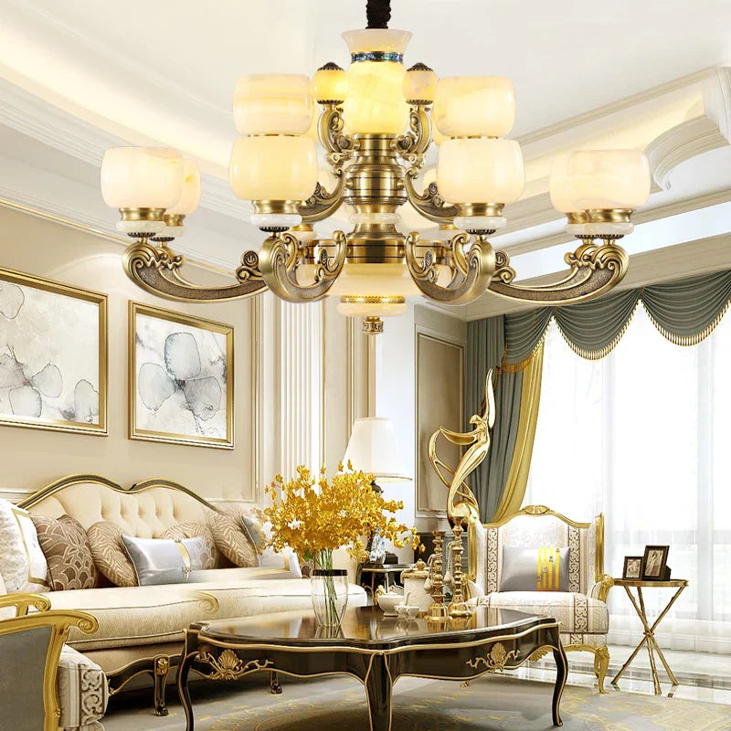 Jade Chandelier: Stylish Chinese Zen Living Room Lamp for Duplex Building by Guangdong Zhongshan