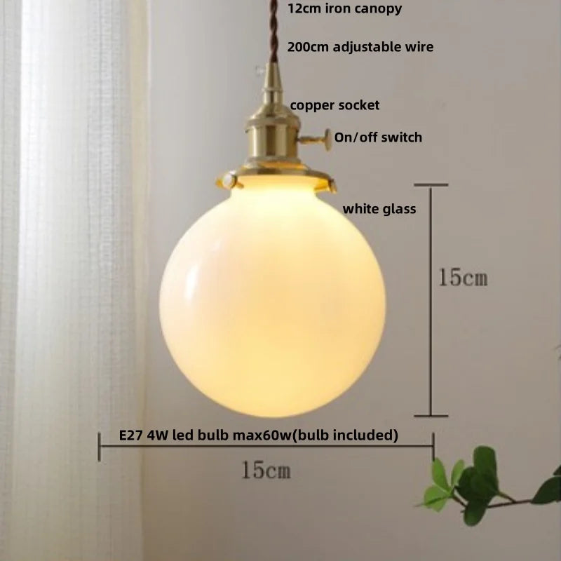 White Glass LED Pendant Lamp - Modern Nordic Hanging Light