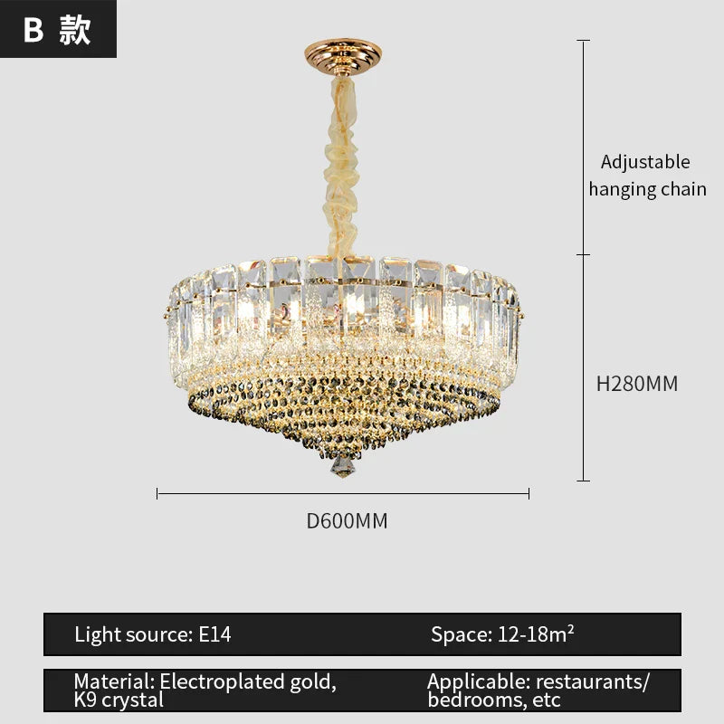 Crystal Light Chandelier: Modern Elegance for Living Room, Bedroom, Dining Room