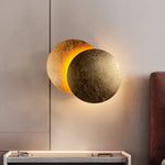 Rotatable Solar Eclipse LED Wall Lights in Black Gold Texture