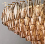 Smoke Glass Tiered Round Chandelier for Living Room, Bedroom, Dining Room