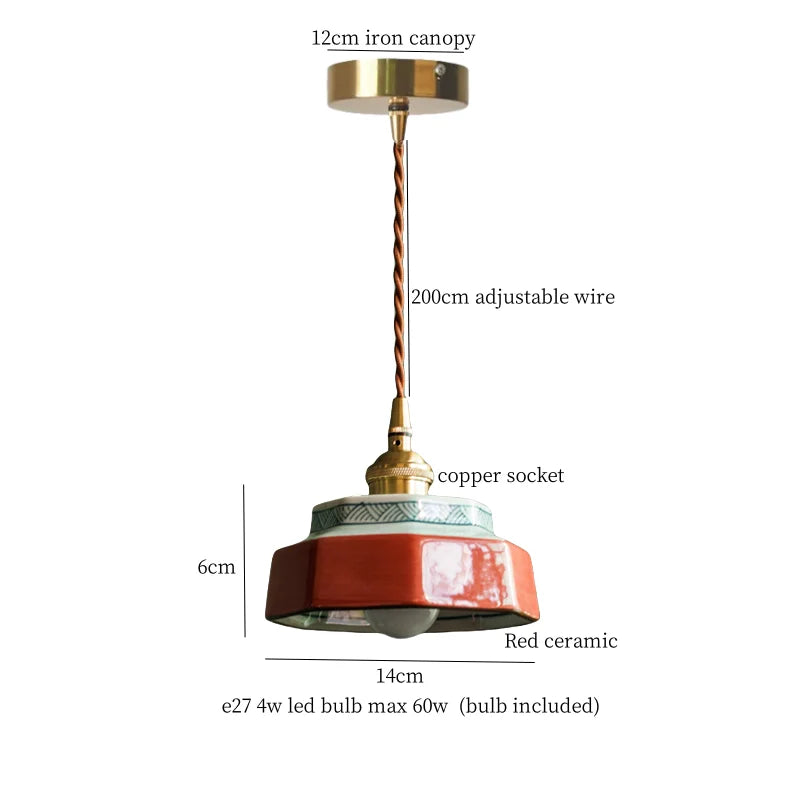 Afralia™ Cyan Ceramic LED Pendant Light for Loft Cafe Bar Decor