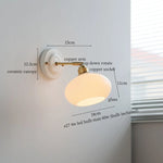 White Glass LED Wall Lights Pull Chain Switch Copper Arm - Bedroom Stair Living Room Mirror Bedside Lamp