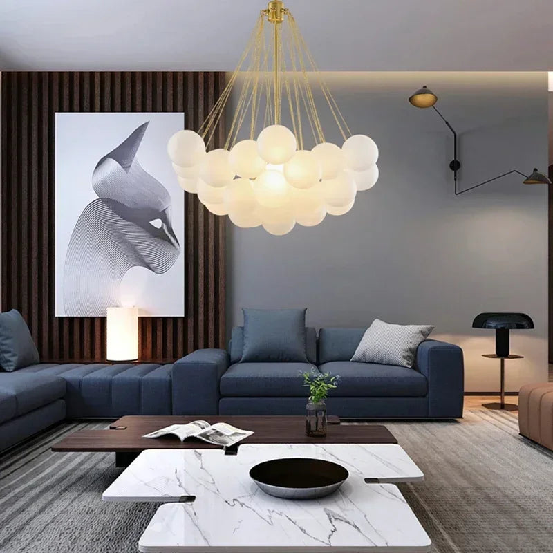 Scandinavian Bubble Glass Chandelier Pendant Light E27 Bulb