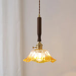 LED Walnut Copper Pendant Light with Knob Switch - Modern Style Lighting Fixtures
