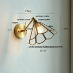 Vintage Brass Clear Glass Wall Lights Up Down Rotate Bedside Lamp