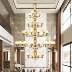 Zinc Alloy European Chandelier with Natural Jade Accent for Villa Living Room