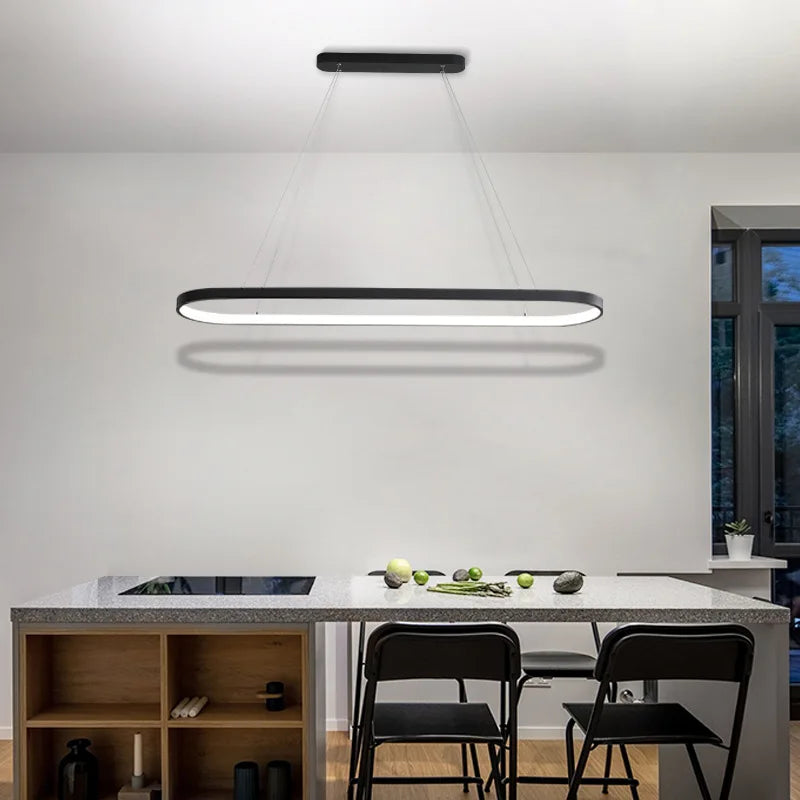 Modern Dimmable LED Pendant Lights Black White Chandelier for Dining Table Kitchen