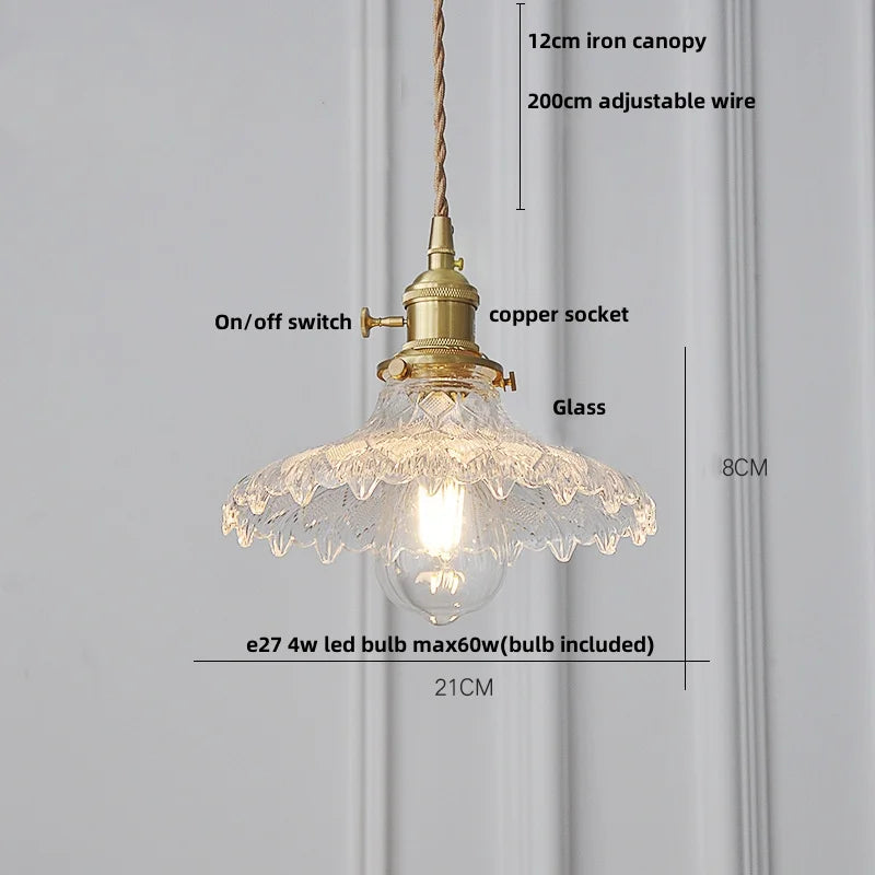 Yellow Glass LED Pendant Lights with Adjustable Hanging Lamp